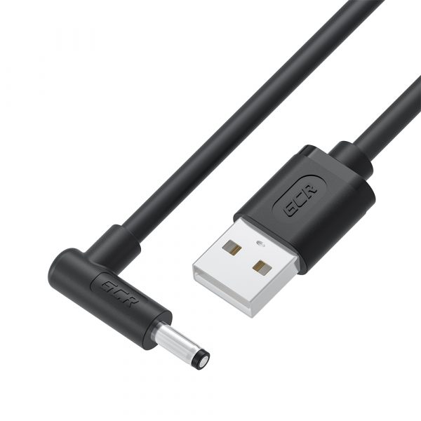 DC кабель питания / Greenconnect GCR-56035 / GCR Кабель питания 1.0m USB AM / DC 3.5х1.35 mm угловой, черный, GCR-56035