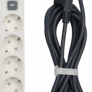 Сетевой фильтр-удлинитель / PowerCom SP-01 USB2A1CW 3.0M / Сетевой фильтр-удлинитель/ PowerCom SP-01 USB2A1CW 3.0M, 4 розетки, белый, 16А, 4кВт, 380Дж, защитные шторки, защита от КЗ, перегрузки, ВЧ и импульсных помех, один порт USB-C(PD20W) и два USB-A(QC3.0) суммарной мощностью 24Вт, кабель 3x1.5 мм2, ШхГхВ 281х48х40.3 мм, вес 0.55 кг.