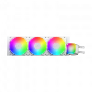 Система жидкостного охлаждения / Geometric Future 1C251W0361000 / Система жидкостного охлаждения/ Water Cooling System Geometric Future Eskimo Pro 360 (240W, 360mm, ARGB, White/ Fans 3x120mm, 80.81CFM, 34.2dBA, 2000RPM/ Pump height 54mm, 3200RPM, Rad thickness 27mm/ S 1851, 1700, 1200, 115X, 2011, 2066, AM5, AM4)