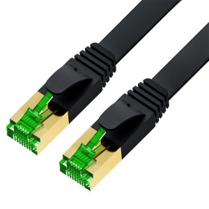 Патч-корд / Greenconnect GCR-55653 / GCR PRO Патч-корд 20.0m LSZH PROF плоский прямой кат.7 ethernet, FTP, медь, черный, литой, экранированные коннекторы 24K GOLD, RJ45, T568B, GCR-55653