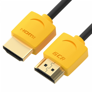 Кабель / GreenConnect GCR-51577 / GCR Кабель SLIM 3.0m HDMI 2.0, черный, желтые коннекторы, HDR 444, Ultra HD, 4K 60 fps 60Hz, 3D, AUDIO, 18.0 Гбит/с, GCR-51577