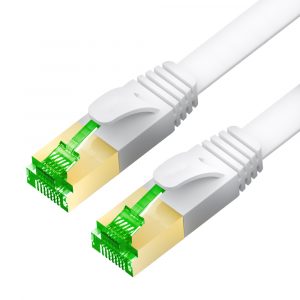 Патч-корд / Greenconnect GCR-55837 / GCR PRO Патч-корд 20.0m LSZH PROF плоский прямой кат.7 ethernet, FTP, медь, белый, литой, экранированные коннекторы 24K GOLD, RJ45, T568B, GCR-55837