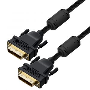 DVI-D кабель / Greenconnect GCR-56301 / GCR PRO Кабель PROF 2.0m DVI-D, нейлон, DVI/DVI, 25M/25M, GOLD, черный, ферритовые кольца, 3Х экран с армированием, GCR-56301