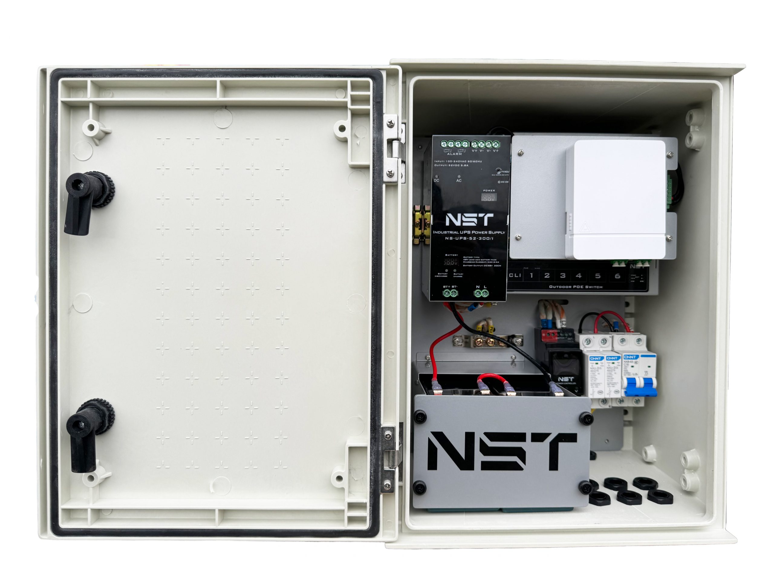 Уличный управляемый (L2+) HiPoE коммутатор Gigabit Ethernet / New System Technologies NS-SW-WPU-4G2G-PL/M / Уличный управляемый (L2+) HiPoE коммутатор Gigabit Ethernet/ Уличный управляемый (L2+) HiPoE коммутатор Gigabit Ethernet с ИБП и термостабилизацией на 4GE PoE + 2 GE SFP порта. Порты 4x10/100/1000Base-T, 2x100/1000Base-X SFP. Порты PoE 1-2 - до 90W (IEEE 802.3af/at/bt),3-4 - до 30W (IEEE 802.3af/at). Консольный порт. Уровень управления Full Managed. PoE WatchDog (Антизависание PoE устройств), Fiber WatchDog (Антизависание SFP модулей). Автоматическое определение PoE устройств. Суммарная мощно