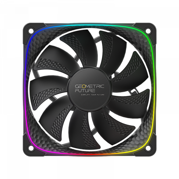 Вентилятор корпусный / Geometric Future 1F2503R112001 / Вентилятор корпусный/ Case Cooler Geometric Future Squama 2503RB-12 Reverse (120x120x25mm, 4-pin PWM, ARGB, 57.67CFM, 29.87dBA, 1500RPM, Black)