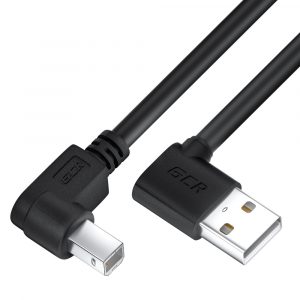 Кабель / Greenconnect GCR-57342 / GCR PRO Кабель 0.5m USB 2.0 AM угловой левый/BM угловой левый, черный, 28/24 AWG, экран, морозостойкий, GCR-57342