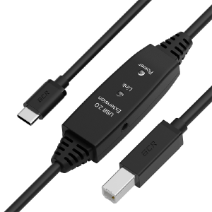 Кабель / GreenConnect GCR-55515 / GCR PRO Кабель активный 5.0m Type-C / BM USB 2.0, черный, с усилителем сигнала, разъём для доп.питания, 28/24 AWG, GCR-55515