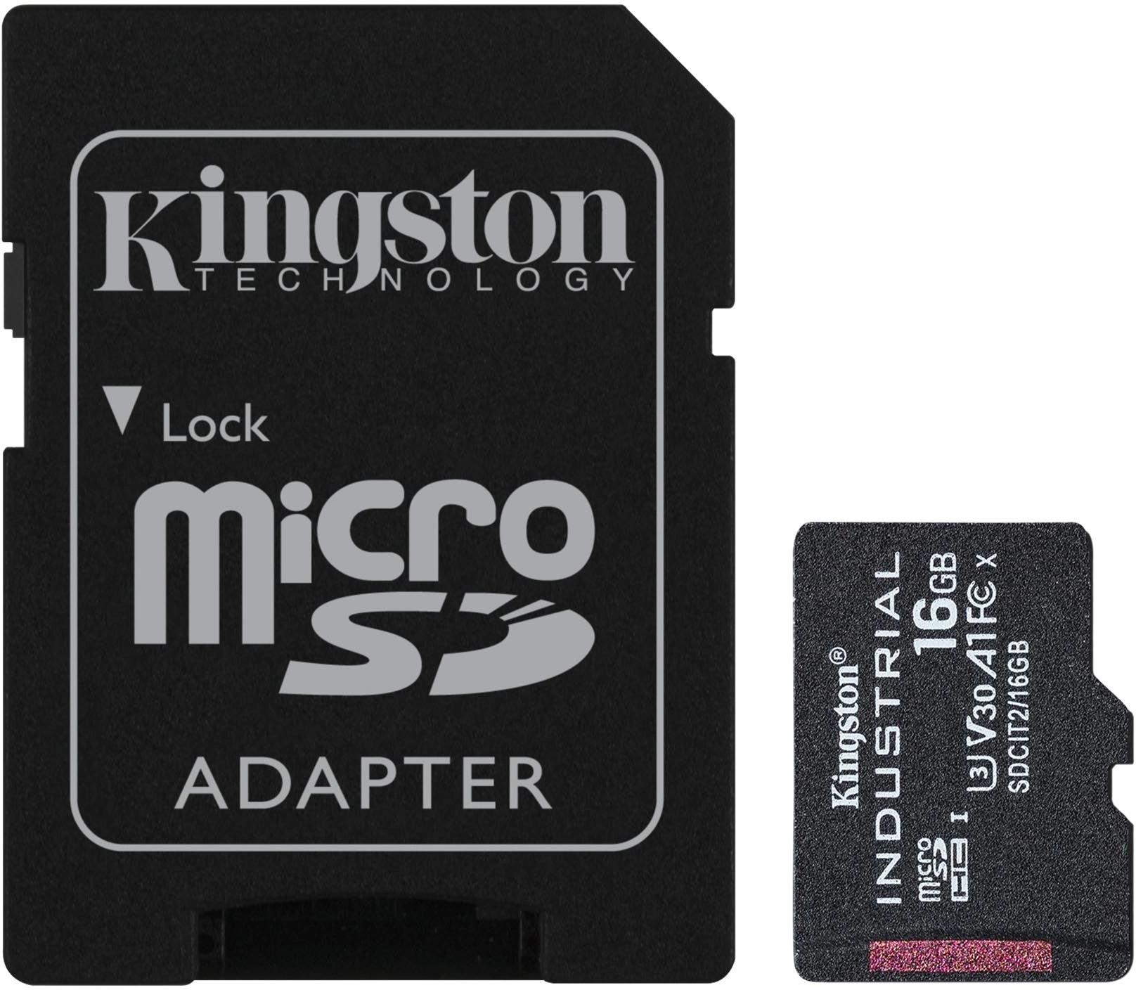 Флеш карта microSDHC 16GB Kingston SDCIT2/16GB Industrial V30 A1 + adapter