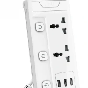 Сетевой фильтр Deli ET409 2м (2 розетки) белый (пакет ПЭ)