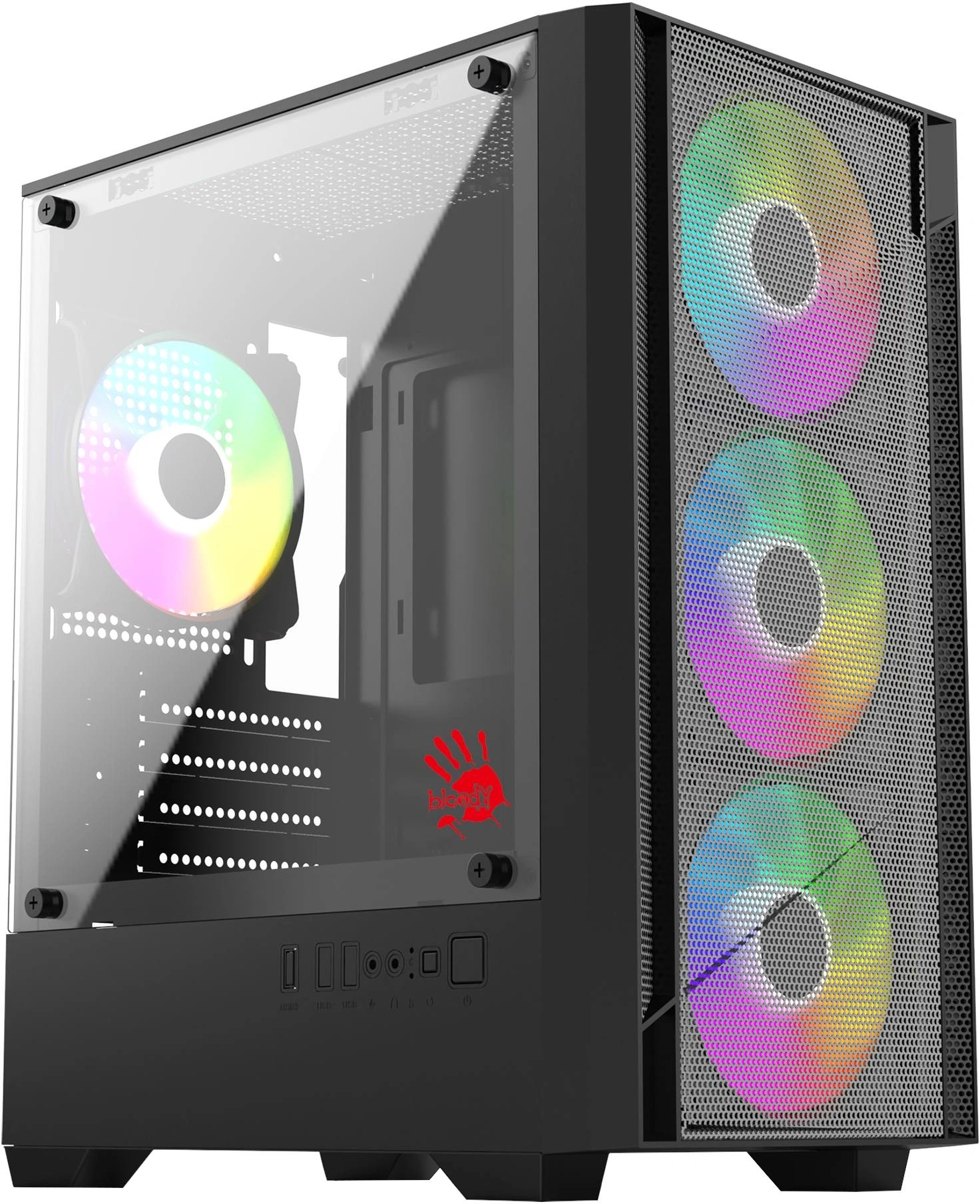 Корпус Bloody CC-124 черный без БП mATX 8x120mm 2xUSB2.0 1xUSB3.0 audio bott PSU