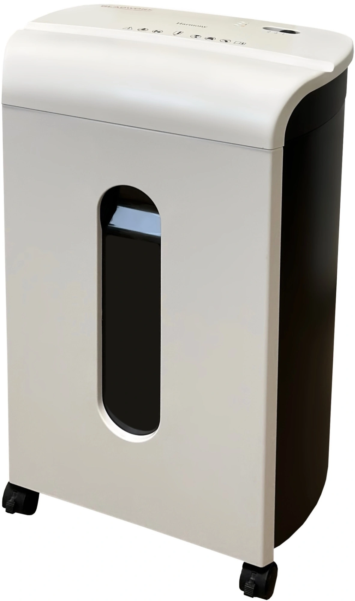 Шредер Gladwork Harmony P-10M белый/черный (секр.P-5) фрагменты 10лист. 21лтр. скрепки скобы пл.карты