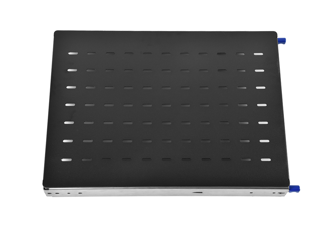 Полка усиленная с телескопическими направляющими грузоподъёмностью 150 кг глубина 620 мм чёрный / ЦМО ТСВ-62У-9005 / Полка усиленная с телескопическими направляющими грузоподъёмностью 150 кг глубина 620 мм чёрный