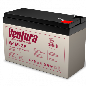 Батарея Ventura серия GP, GP12-7.2, напряжение 12B, емкость 7.2Ач (разряд 20 часов), макс. ток заряда 1.8А, свинцово-кислотная типа AGM, клеммы T2, ДШВ 151х65х100мм, вес 2.15кг / Ventura GP12-7.2 / Батарея Ventura серия GP, GP12-7.2, напряжение 12B, емкость 7.2Ач (разряд 20 часов), макс. ток заряда 1.8А, свинцово-кислотная типа AGM, клеммы T2, ДШВ 151х65х100мм, вес 2.15кг/ Ventura battery GP series, GP12-7.2, voltage 12V, capacity 7.2Ah (discharge 20 hours), max. charging current 1.8A, lead-acid type AGM, terminals T2, LxWxH 151x65x100mm, weight 2.15kg