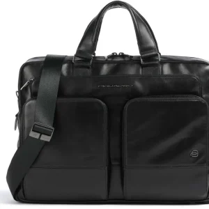 Деловая сумка мужская Piquadro Philip CA6793W136/N с отделением для ноутбука 15.6" черная натур.кожа
