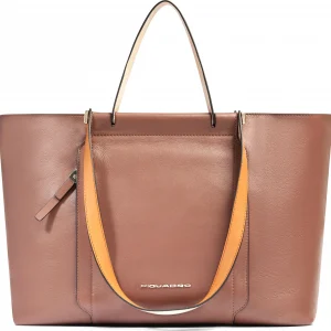 Деловая сумка женская Piquadro Circle BD3336W92/MBE с отделением для ноутбука 14" коричневая/бежевая натур.кожа