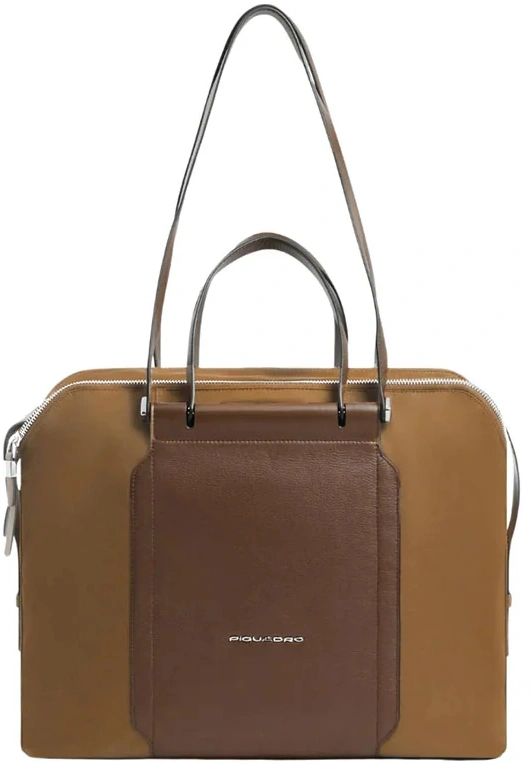 Деловая сумка женская Piquadro Lyra BD4574W92T/CU с отделением для ноутбука 14" коричневая ткань/натур.кожа