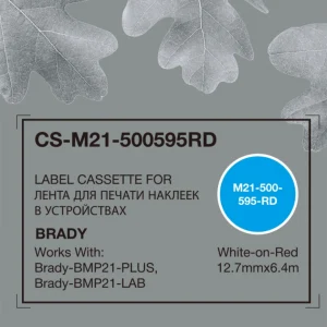 Картридж ленточный Cactus CS-M21-500595RD белый на красном 12.7x6.4 для Brady BMP21-PLUS, BMP21-LAB