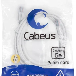 Патч-корд Cabeus PC-UTP-RJ45-CAT.5E-2M-WH-LSZH U/UTP RJ-45 вил.-вилка RJ-45 кат.5E 2м белый LSZH