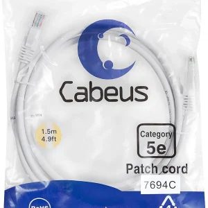 Патч-корд Cabeus PC-UTP-RJ45-CAT.5E-1.5M-WH U/UTP RJ-45 вил.-вилка RJ-45 кат.5E 1.5м белый ПВХ