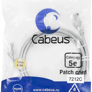 Патч-корд Cabeus PC-UTP-RJ45-CAT.5E-1.5M U/UTP RJ-45 вил.-вилка RJ-45 кат.5E 1.5м серый ПВХ