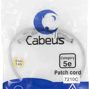 Патч-корд Cabeus PC-UTP-RJ45-CAT.5E-0.5M U/UTP RJ-45 вил.-вилка RJ-45 кат.5E 0.5м серый ПВХ