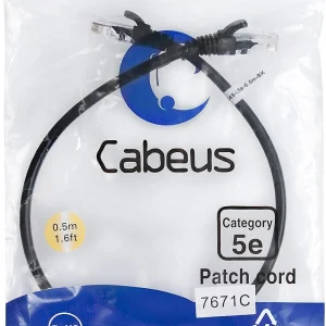 Патч-корд Cabeus PC-UTP-RJ45-Cat.5e-0.5m-BK-LSZH U/UTP RJ-45 вил.-вилка RJ-45 кат.5E 0.5м черный LSZH