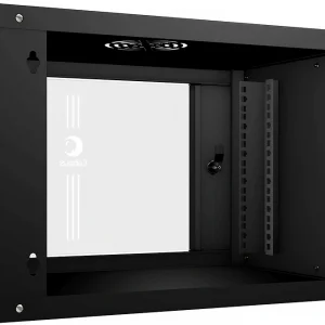 Шкаф коммутационный Cabeus (WSC-05D-6U55/45-BK) настенный 6U 550x450мм пер.дв.стекл 30кг черный 390мм 220град. 320мм IP20 сталь