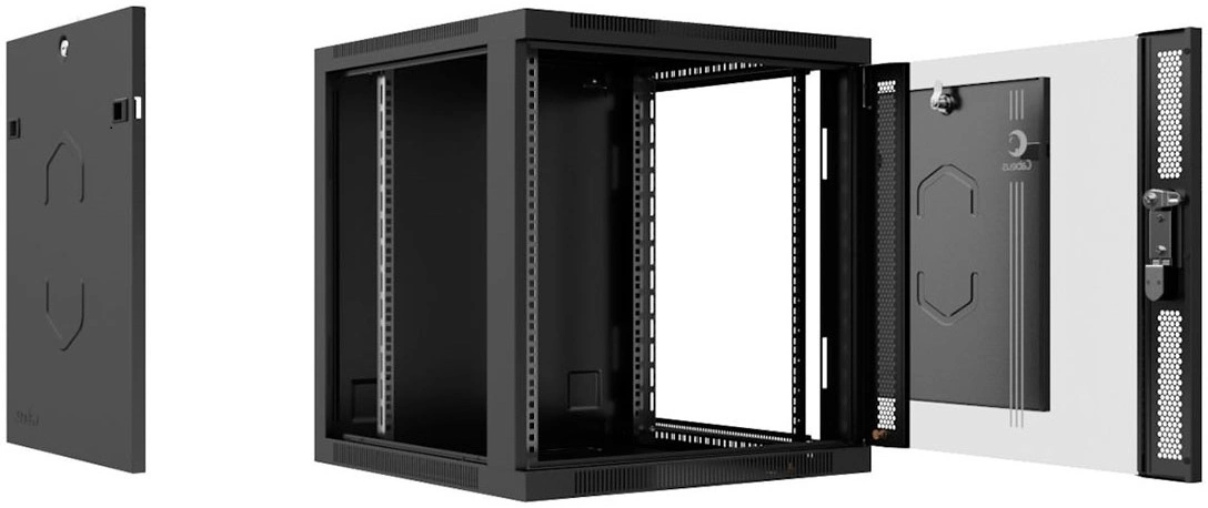 Шкаф коммутационный Cabeus (SH-05F-9U60/60-BK) настенный 9U 600x600мм пер.дв.стекл 60кг черный 540мм 501мм IP20 сталь