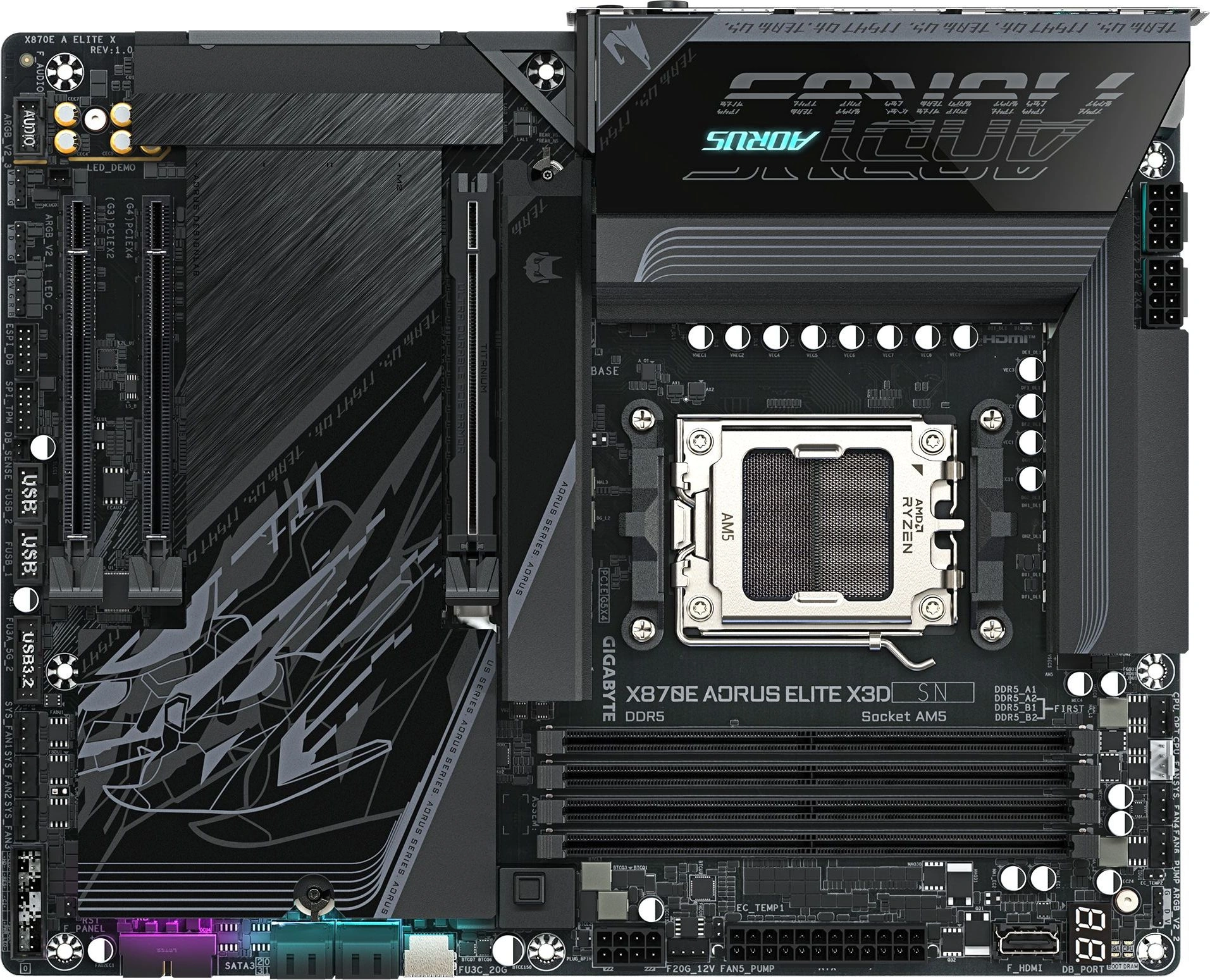 Материнская плата Gigabyte X870E A ELITE X Socket AM5 AMD X870E 4xDDR5 ATX AC`97 8ch(7.1) 5Gigabit RAID+HDMI