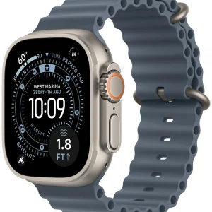 Смарт-часы Apple Watch Ultra 3 2025 A3281 49мм OLED корп.титан Ocean band рем.синий разм.брасл.:130-210мм (MEWH4ZP/A)