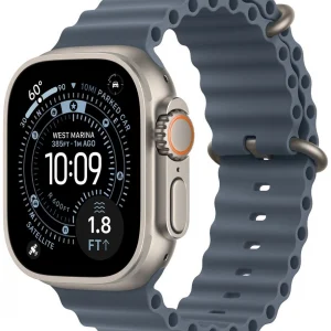Смарт-часы Apple Watch Ultra 3 2025 A3281 49мм OLED корп.титан Ocean band рем.синий разм.брасл.:O/S (MEWH4LW/A)