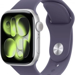 Смарт-часы Apple Watch Series 11 A3331 42мм OLED корп.серебристый Sport Band рем.фиолетовый разм.брасл.:M/L (MEU74LW/A)