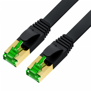 Патч-корд / Greenconnect GCR-55647 / GCR PRO Патч-корд 2.0m LSZH PROF плоский прямой кат.7 ethernet, FTP, медь, черный, литой, экранированные коннекторы 24K GOLD, RJ45, T568B, GCR-55647