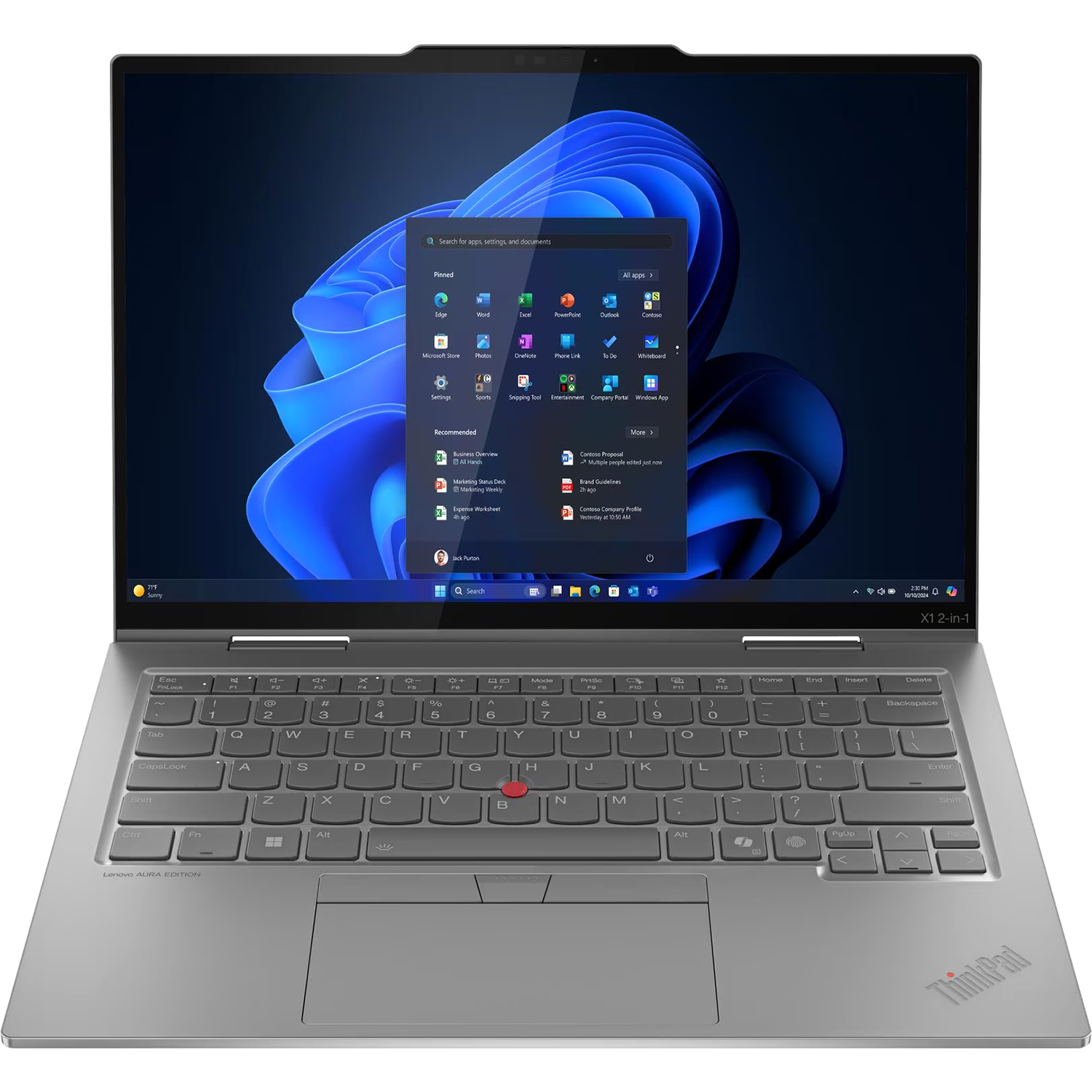 Ноутбук / Lenovo 21NU003LUS / Ноутбук/ Lenovo ThinkPad X1 2-in1 G10 Aura Edition, 14" (1920x1200) Touch 100%sRGB 500 nits, U7-258V, 32GB, 1TB SSD, Intel Arc Graphics, 1080P FHD RGB+IR, Intel® Wi-Fi 7 BE201 2x2 BE vPro BT 5.4, Lenovo Yoga Pen, 57Wh, BKLT KB ENG, W11 Pro, 1Y, Grеy