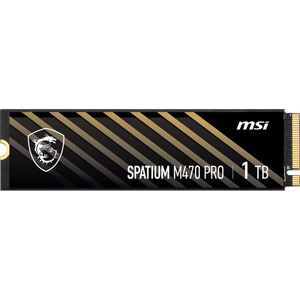 Твердотельный накопитель / MSI S78-440L0J0-P83 / MSI SSD SPATIUM M470 Pro, 1000GB, M.2(22x80mm), NVMe, PCIe 4.0 x4, 3D TLC, R/W 6000/4500, IOPs 950 000/950 000, TBW 320, DWPD 0.2 (5 лет)