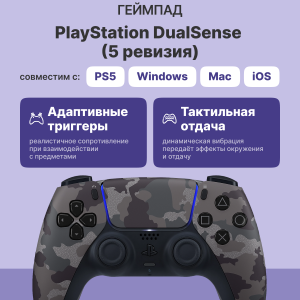 Геймпад / Sony CFI-ZCT1J Grey Camouflage / Геймпад/ Gamepad Sony DualSense for PlayStation 5/5 Pro, 5 revision, Grey Camouflage CFI-ZCT1J