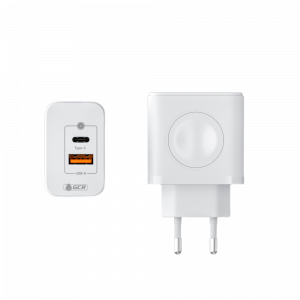 Зарядное устройство / Greenconnect GCR-56576 / GCR PRO Сетевое зарядное устройство 3в1, GaN Tech USB QC 3.0 + Type-C PD 20W + магнитная зарядка для Apple Watch, белый, GCR-56576