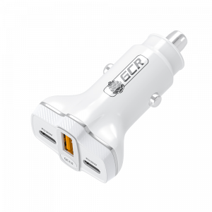 Зарядное устройство / Greenconnect GCR-56665 / GCR PRO Автомобильное зарядное устройство 3в1, USB QC3.0 + 2 порта Type-C PD 30W, белый, GCR-56665