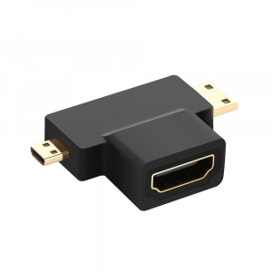Переходник / Greenconnect GCR-54946 / GCR Адаптер переходник 2в1 Micro-HDMI 19M + Mini-HDMI 19M / HDMI 19F, GCR-54946