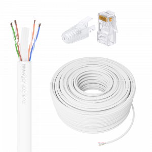 Бухта / Greenconnect GCR-56635 / GCR PRO Кабель LAN DIY витая пара 50m в бухте, LSZH UTP кат.6, медь, многопроволочный, белый + Коннектор RJ-45 8p8c сборный 20шт., GCR-56635