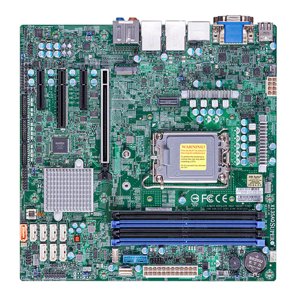 Материнская плата / SuperMicro MBD-X13SAQ-B bundle / Материнская плата/ MB Supermicro X13SAQ (Micro-ATX, 1x LGA-1700, Q670E, 4x Up to 128GB non-ECC DDR5 UDIMM, 8x SATA ports, 1x PCIe 5.0 x16 slot, 1x PCIe 4.0 x4 (in x8) slot, 1x PCIe 3.0 x4 slot, 1x PCIe 3.0 x2 (in x4) slot, 1x PCIe 4.0 x4 SlimSAS slot, 1x M.2 PCIe 4.0 x4 NVMe (2280), 2x LAN with Intel® Ethernet i225LM)
