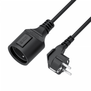 Кабель питания / Greenconnect GCR-56409 / GCR PRO Удлинитель PROF черный, 2.0m, евровилка угловая Schuko - евророзетка, 31,0mm, медь, GCR-56409