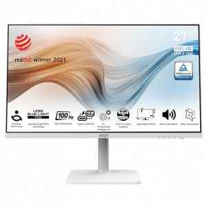 Монитор / MSI 9S6-3PB19H-298 / Монитор/ MSI Modern MD272XPW 27" 1920x1080, IPS, 100Hz, 1ms, 100M1, 300cd, HDMI 1.4, DP 1.2, Type-C 65w, 3xUSB, Speaker, H. adj, Pivot, 1y, White