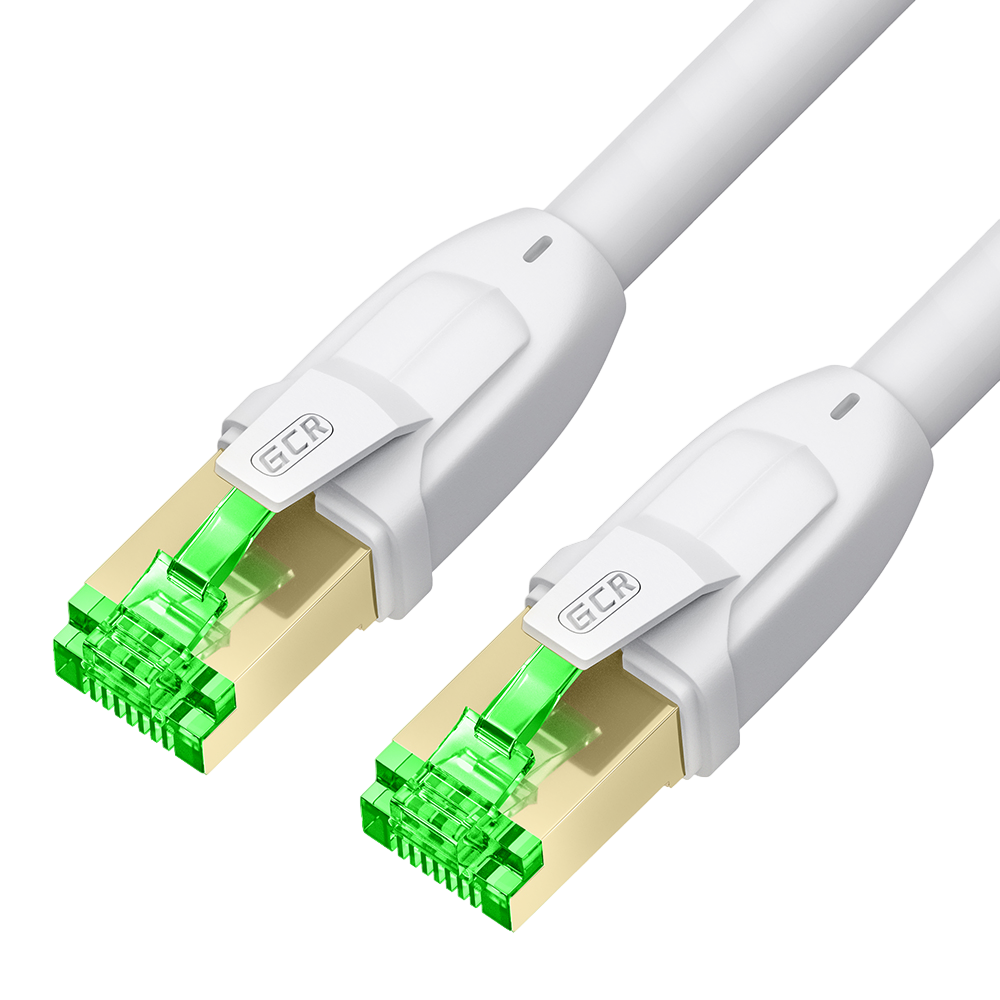 Патч-корд / Greenconnect GCR-55744 / GCR PRO Патч-корд LSZH PROF кат.7 ethernet 2.0m F/FTP, RJ45, CU, 28 AWG, белый, литой, экранированные коннекторы, T568B, GCR-55744