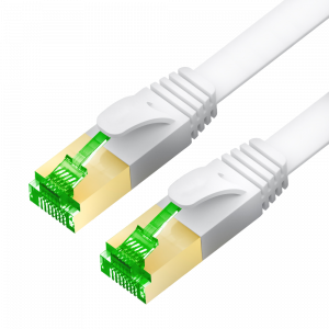 Патч-корд / Greenconnect GCR-55828 / GCR PRO Патч-корд 1.0m LSZH PROF плоский прямой кат.7 ethernet, FTP, медь, белый, литой, экранированные коннекторы 24K GOLD, RJ45, T568B, GCR-55828