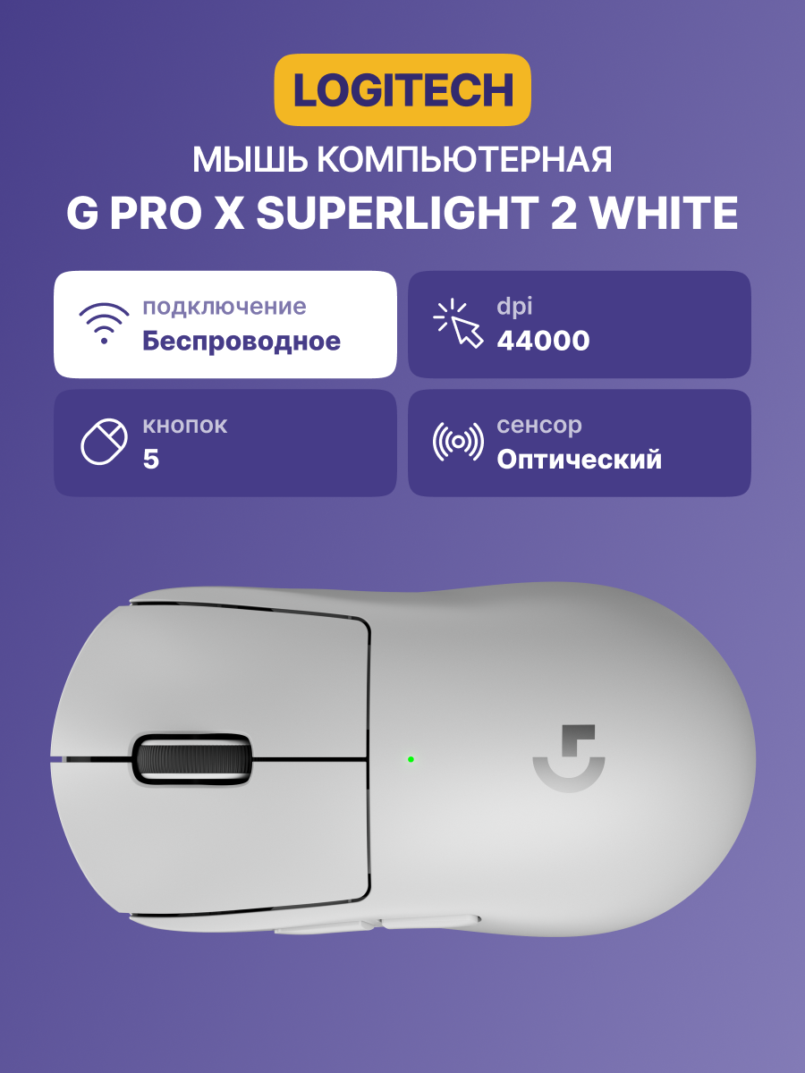 Мышь / Logitech 910-006639 / Мышь/ Logitech Mouse G PRO X Superlight 2 Wireless Gaming White Retail
