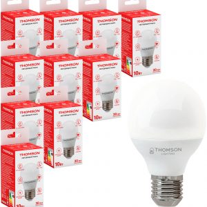 Лампа светодиодная Thomson TH-B2042 10Вт цок.:E27 шар 220B св.свеч.бел.нейт. Globe (упак.:10шт) (TH-B2042-10)