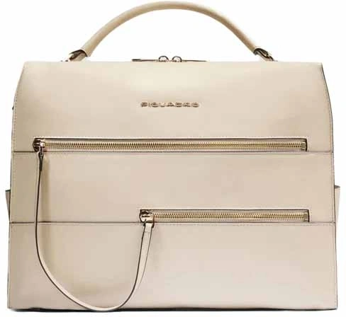Деловая сумка женская Piquadro Patricia CA6774W140/BE с отделением для ноутбука 14" бежевая натур.кожа