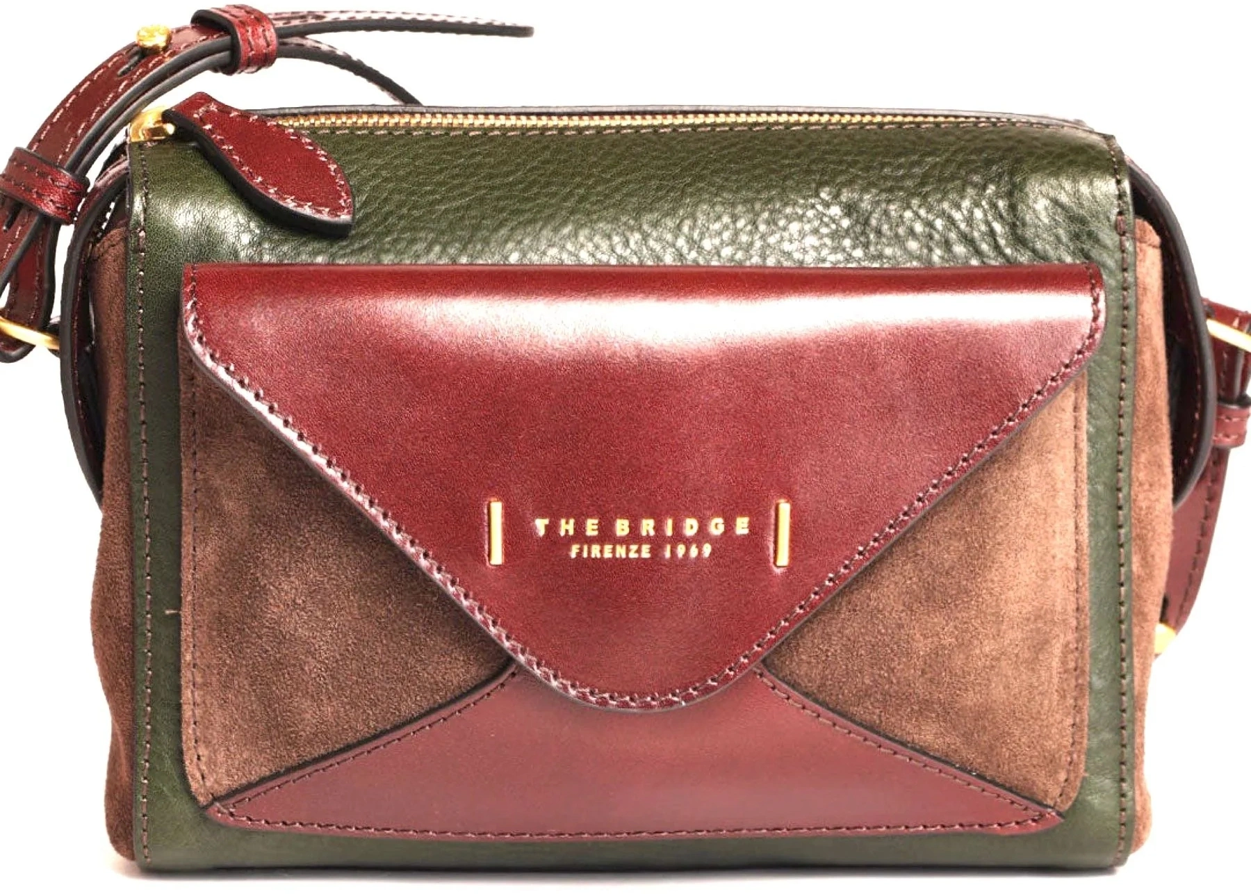 Сумка кросс-боди женская The Bridge Frida Wow 0429040P/YW сливовая/зеленая натур.кожа/замша