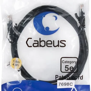 Патч-корд Cabeus PC-UTP-RJ45-Cat.5e-1.5m-BK-LSZH U/UTP RJ-45 вил.-вилка RJ-45 кат.5E 1.5м черный LSZH